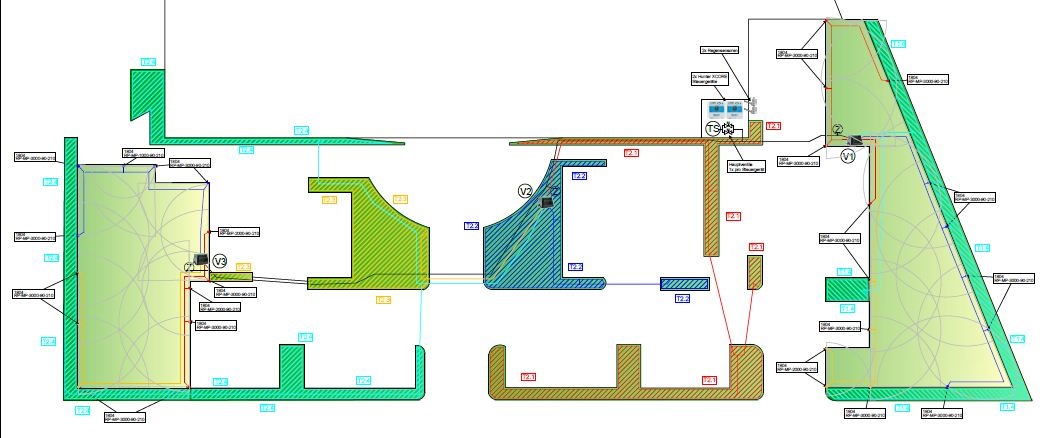 Skizze Bewaesserungsplan Mit dem Computer erstellte Skizze eines Bewässerungssystems für eine Gewerbefläche im Großraum Hamburg